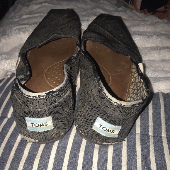 Toms black sparkle glitter slip on shoes Sz 11 😍 - Picture 4 of 7
